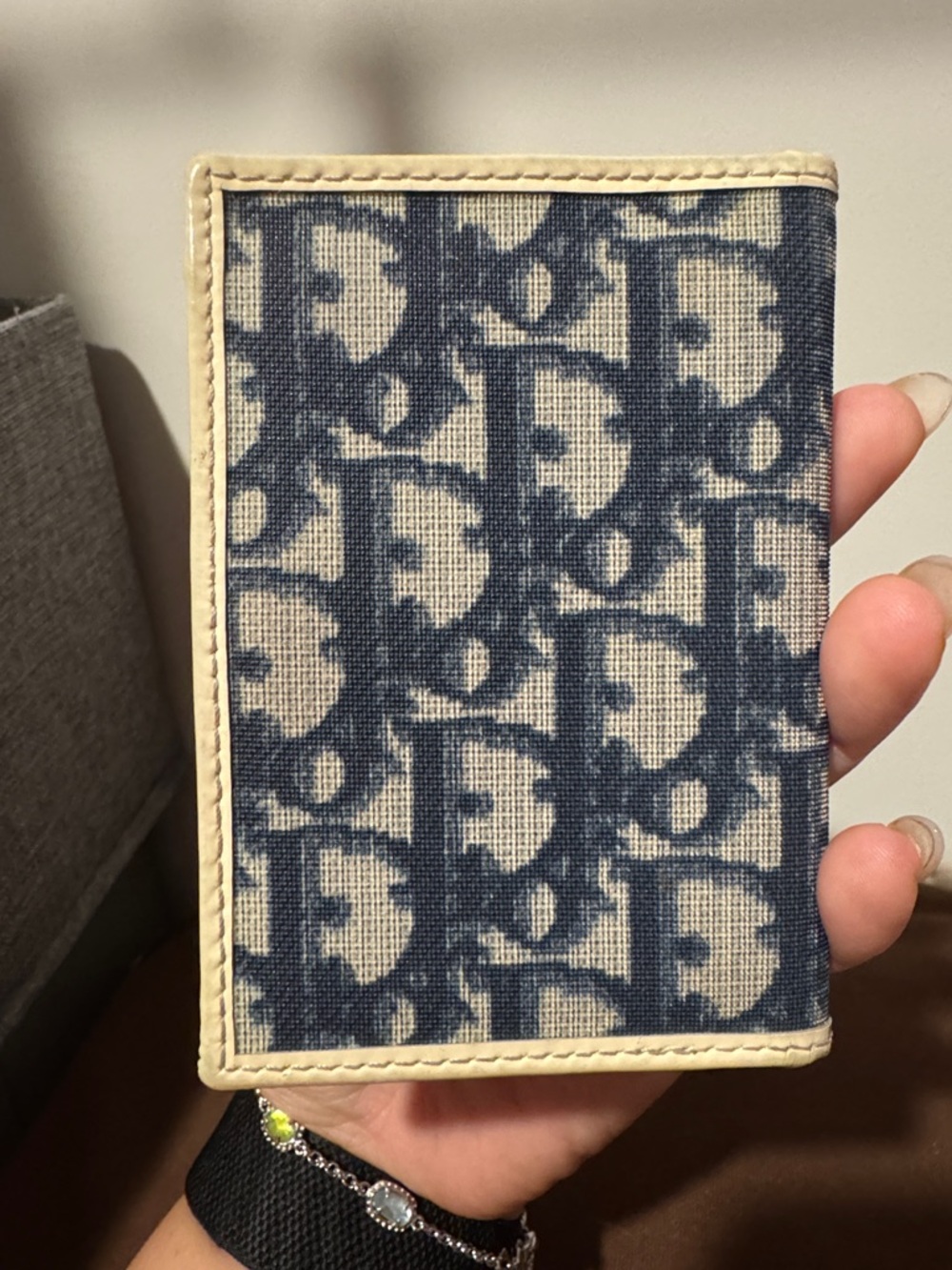 Preloved Dior Pocket Organizer Wallet - Dior Trotter White 2 Blue - Picture 4 of 6